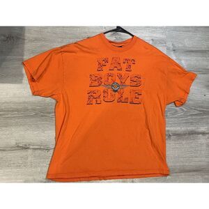 VINTAGE 2001 HARLEY-DAVIDSON T-SHIRT XL FAT‎ BOYS RULE Orange SHIRT Made in USA